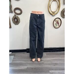 Elsa Faded Black Seamed Wide Leg Jeans Size XS